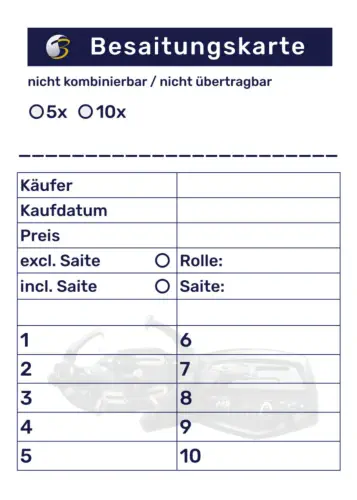 Besaitungskarte Vorne m
