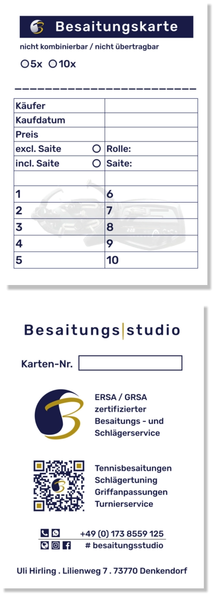 Besaitungsstudio Besaitungskarte