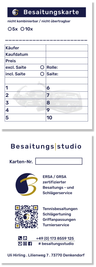 Besaitungsstudio Besaitungskarte