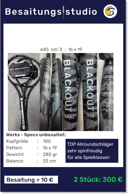SOLINCO Blackout 285 V2 PAIR NEW